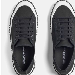 NIB James Perse Women Low Top Vulcanized Sneaker, Black, Size 8